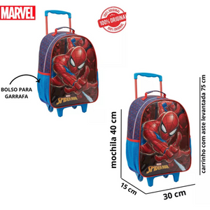 KIT MOCHILA DE RODA+ LANCHEIRA + ESTOJO 16 X1 SPIDER MAN 13330 XERYUS