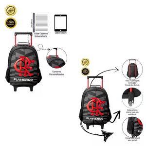 KIT MOCHILA DE RODA + LANCHEIRA 16 R1 FLAMENGO 13550 XERYUS