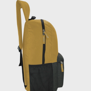 Kit Mochila de Costas + Estojo Cinza com Mostarda - Ref MF23045 Clio Style