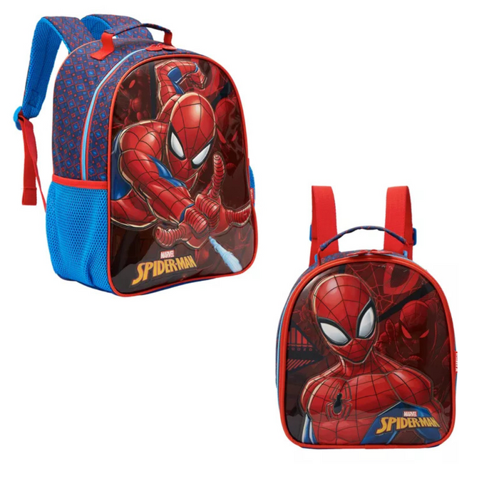 KIT MOCHILA DE COSTA + LANCHEIRA  14 X1 13333 SPIDER-MAN