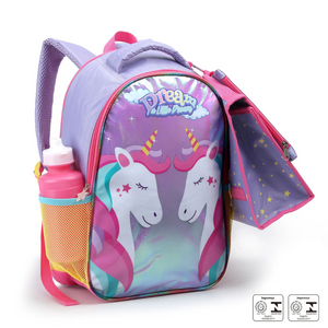 KIT MOCHILA+LANCHEIRA +ESTOJO COM GARRAFINHA UNICORNIO MI42098 SEANITE