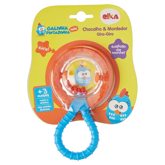 GALINHA PINTADINHA MINI CHOCALHO E MORDEDOR GIRA GIRA - 1028/1 - ELKA