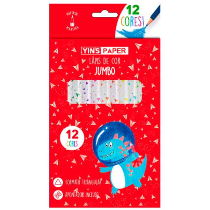 LAPIS DE JUMBO TRIANGULAR - YINS - 12 CORES - YP7811