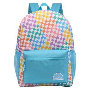 MOCHILA CASUAL SQUARED EM POLIÉSTER AZUL COM ESTAMPA - YS29686A - YIN'S