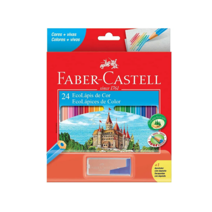 LAPIS DE COR 24 CORES  + APONTADOR - FABER CASTELL - 120124