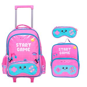 KIT ESCOLAR GAMER GIRL POLIÉSTER+PVC ROSA - YS42377R - YIN'S