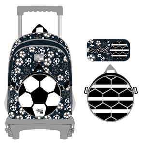 KIT ESCOLAR FOOTBALL POLIÉSTER PRETO - YS42227-MC - YIN'S