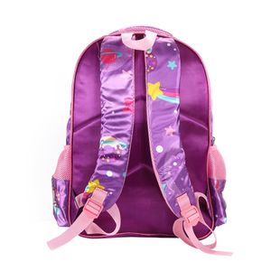 MOCHILA INFANTIL SPACE UNICORN EM CETIM+PVC C/ GLITTER LILAS - YS42477L - YIN'S