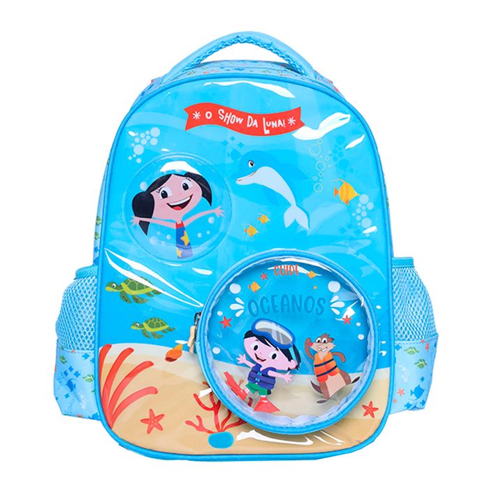 MOCHILA INFANTIL AZUL O SHOW DA LUNA FUNDO DO MAR - YS42364AZ - YIN'S