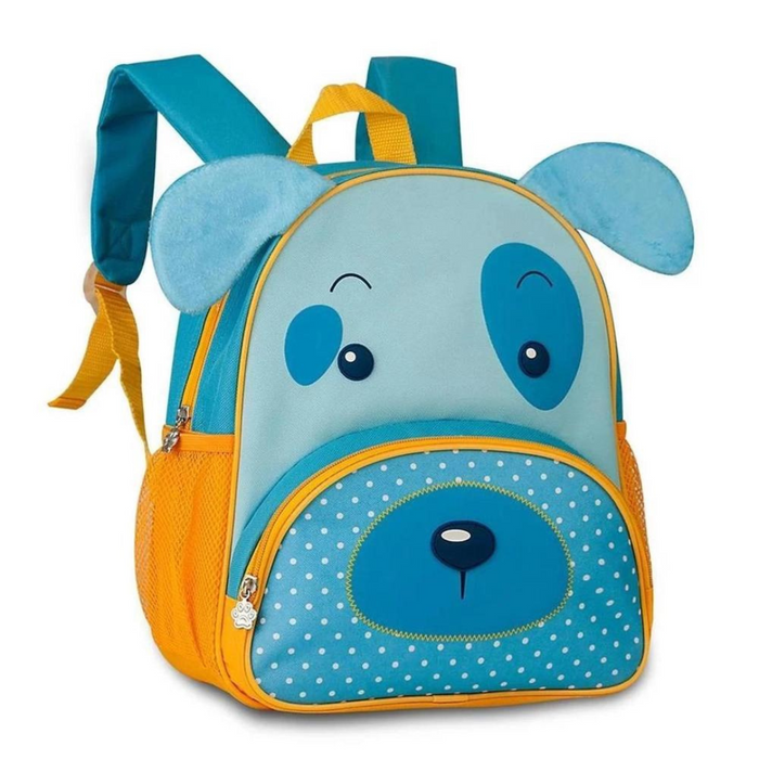 Kit Mochila Costas + Estojo Escolar Creche e Infantil Clio Pets -  Cachorro Azul