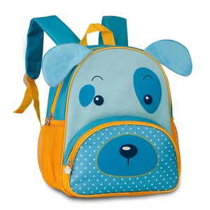 Kit Mochila Costas + Estojo Escolar Creche e Infantil Clio Pets -  Cachorro Azul