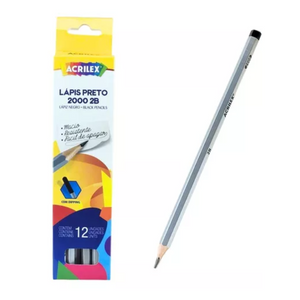 KIT 12 LAPIS PRETO GRAFITE - 2000 - 2B  - ACRILEX