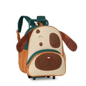 kit Mochila Rodinha + Estojo + Lancheira Escolar Creche e Infantil Clio Pets -  Cachorro Marrom CP643D