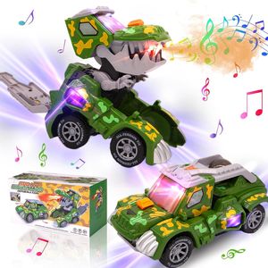 Carro Dinossauro Transformers Robô Solta Fumaça Com Luz e Som