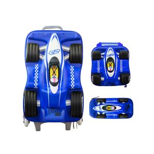 KIT ESCOLAR FORMULA CAR POLIÉSTER+PVC AZUL - YS42498A - YIN'S