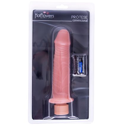 Prótese Com Vibro Interno Natural 17x4cm Hot Flowers