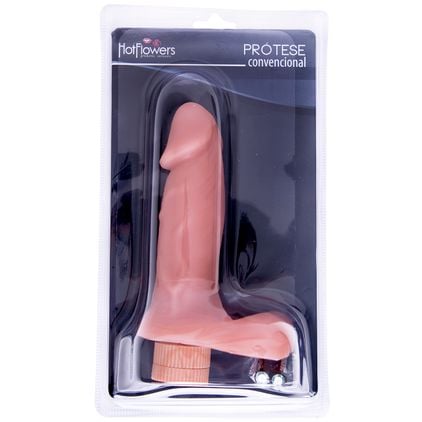 Prótese Com Vibro Interno Natural 14x4,5cm Hot Flowers