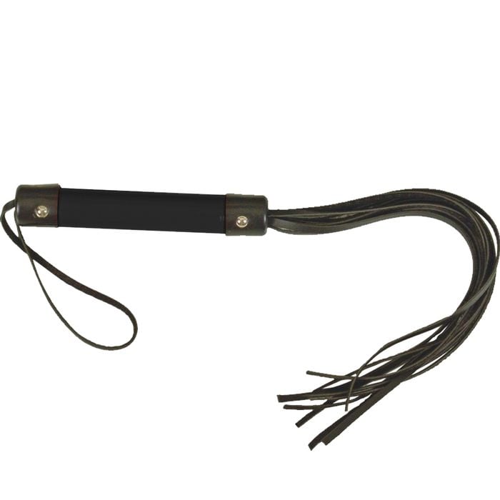 Chicote Em Couro Preto Hot Flowers
