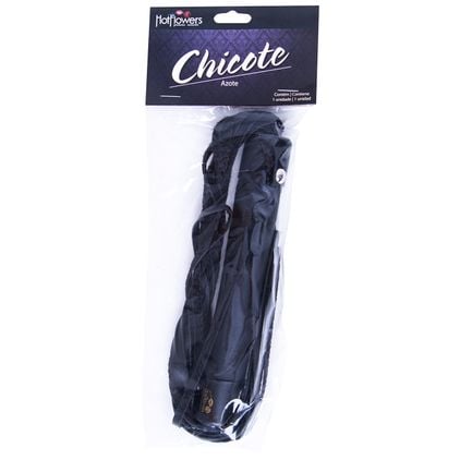 Chicote Em Couro Preto Hot Flowers
