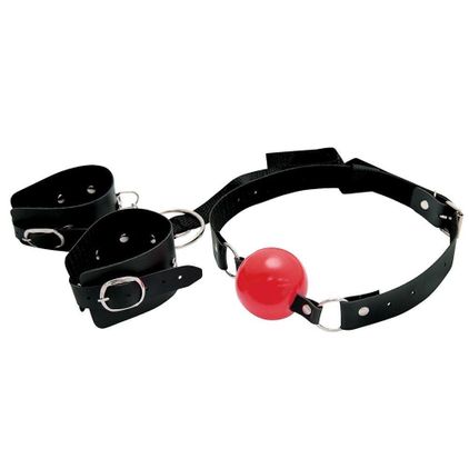 Kit Bracelete Bondagem Com Mordaça Bola Dominatrixxx
