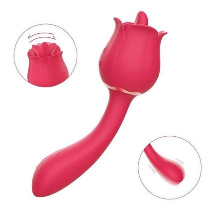Vibrador Com Lingua Em Formato De Rosa 