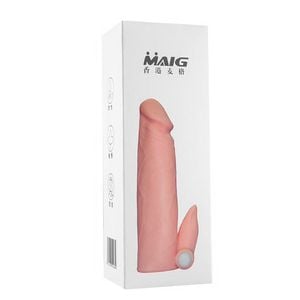 Capa Peniana Com Vibro Cyberskin  15 X 3 Cm Sexy Import