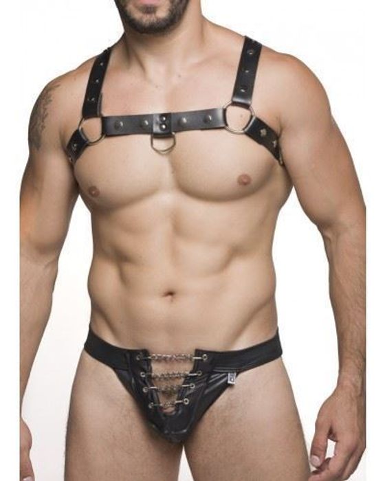 Jock Couro Com Correntes Frontal Sd Clothing