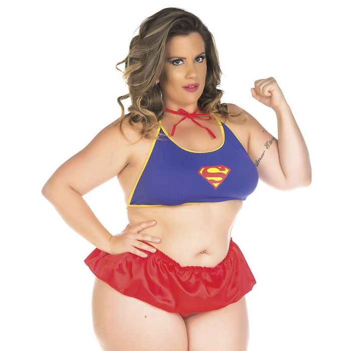 Kit Fantasia Mini Super Girl Plus Size Pimenta Sexy