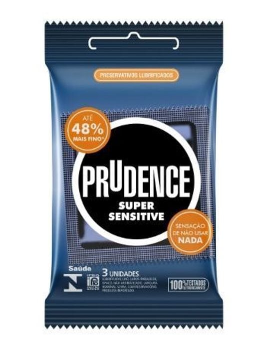 Preservativo Super Sensitive Com 3 Unidades Prudence 
