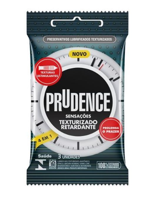 Preservativo Sensações Texturizado Retardante Com 3 Unidades Prudence 