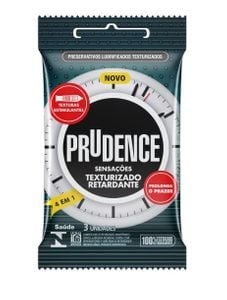 Preservativo Sensações Texturizado Retardante Com 3 Unidades Prudence 