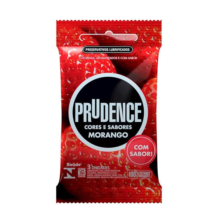 Preservativo Morango Com 3 Unidades Prudence 