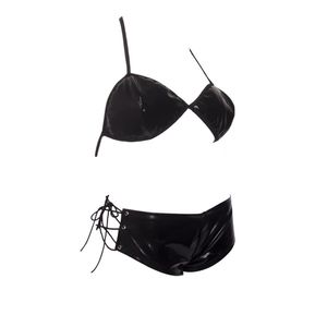 Conjunto Short E Top Vinil Black Submission Sexy Fantasy