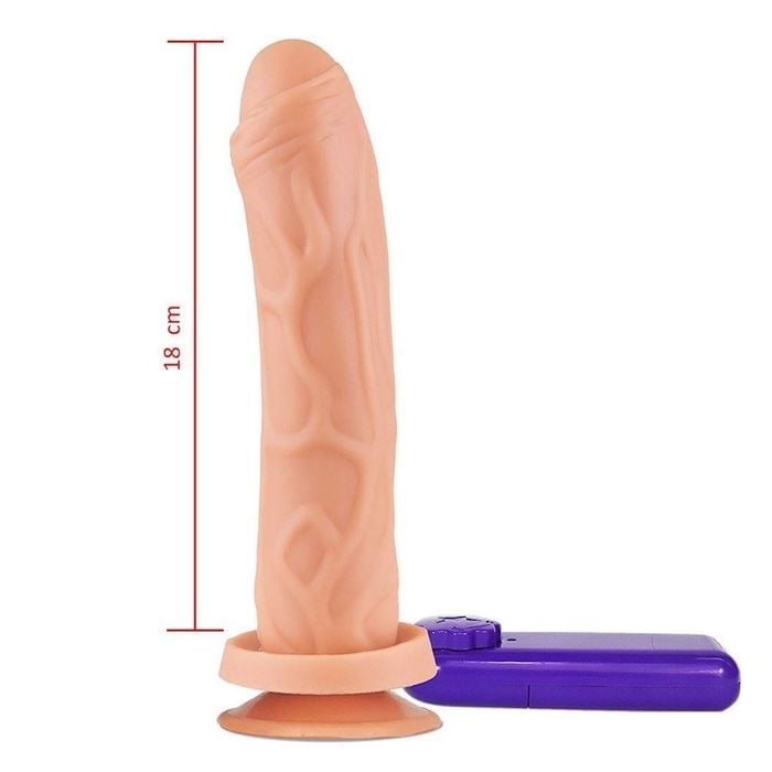 Prótese Fogo Da Paixão Com Vibro Externo Natural 18x4,5cm Hot Flowers
