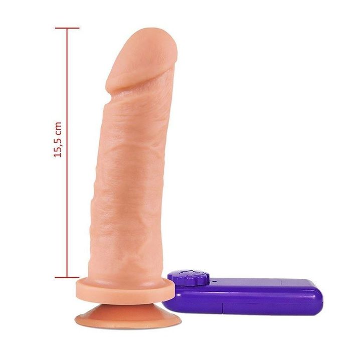 Prótese Fogo Da Paixão Com Vibro Externo Natural 15,5x4,5cm Hot Flowers