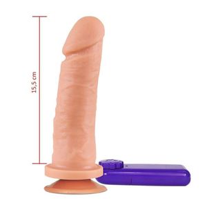 Prótese Fogo Da Paixão Com Vibro Externo Natural 15,5x4,5cm Hot Flowers