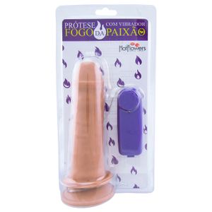 Prótese Fogo Da Paixão Com Vibro Externo 15,5x4,2cm Hot Flowers