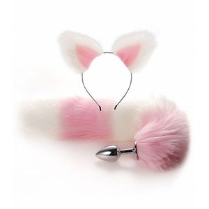 Kit Rabo De Raposa Com Tiara De Orelhas 