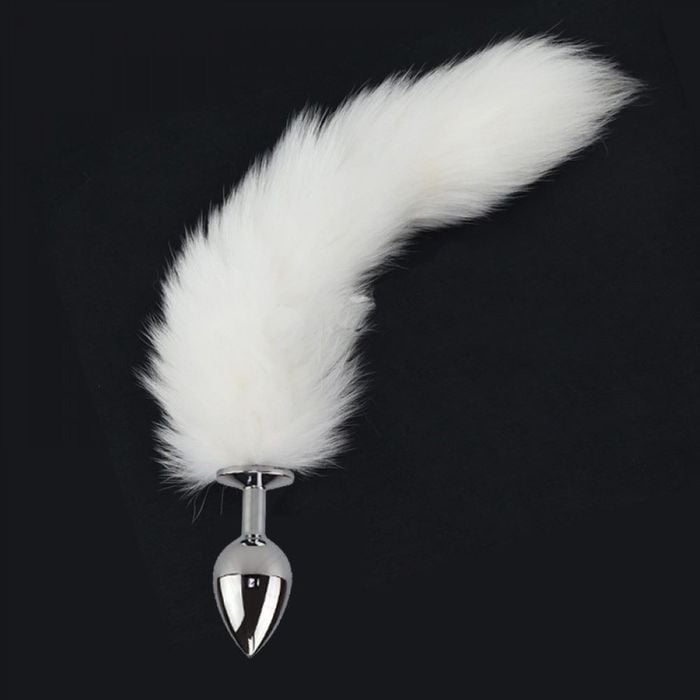 Plug Anal Em Metal 9,5 Cm Com Cauda Branca Sexy Import