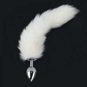 Plug Anal Em Metal 9,5 Cm Com Cauda Branca Sexy Import