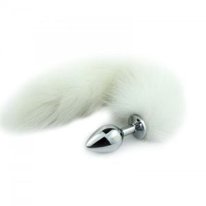 Plug Anal Em Metal 9,5 Cm Com Cauda Branca Sexy Import