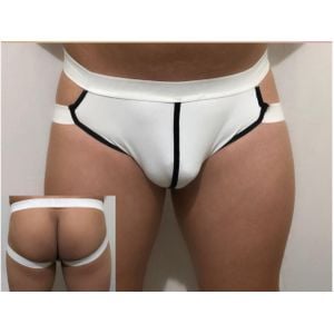 Cueca Jockstrap Branca com Detalhes