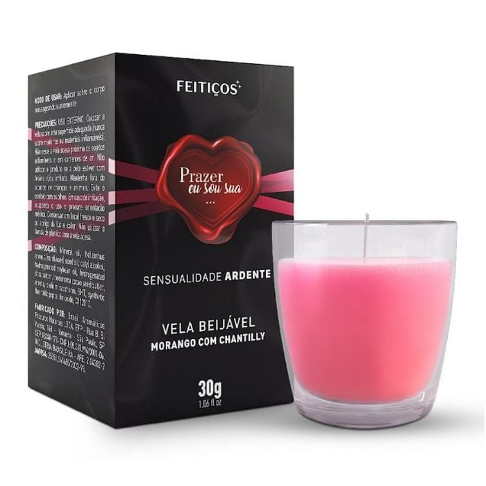 Vela Beijável Sensualidade Ardente Morango com Chantilly 30g