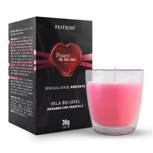 Vela Beijável Sensualidade Ardente Morango com Chantilly 30g
