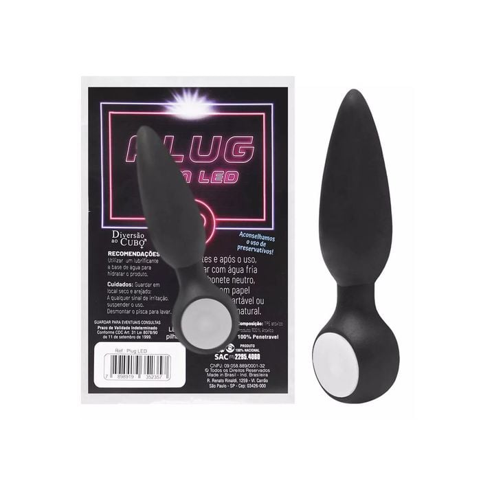 Plug Cônico com Led Pisca Pisca 10,5 x 2cm em TPE Atóxico