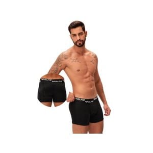 5 Cueca Boxer Microfibra Preta M