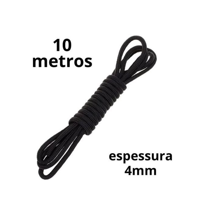 Corda Sado 10 metros (Fina 4mm) - Bondage Rope - Preto