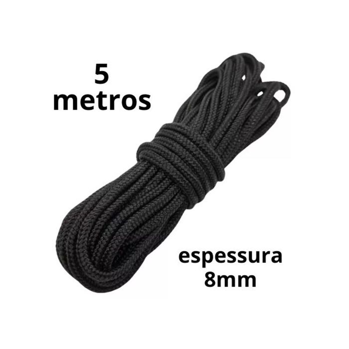 Corda Sado 5 metros (Grossa 8mm) - Bondage Rope - Preto
