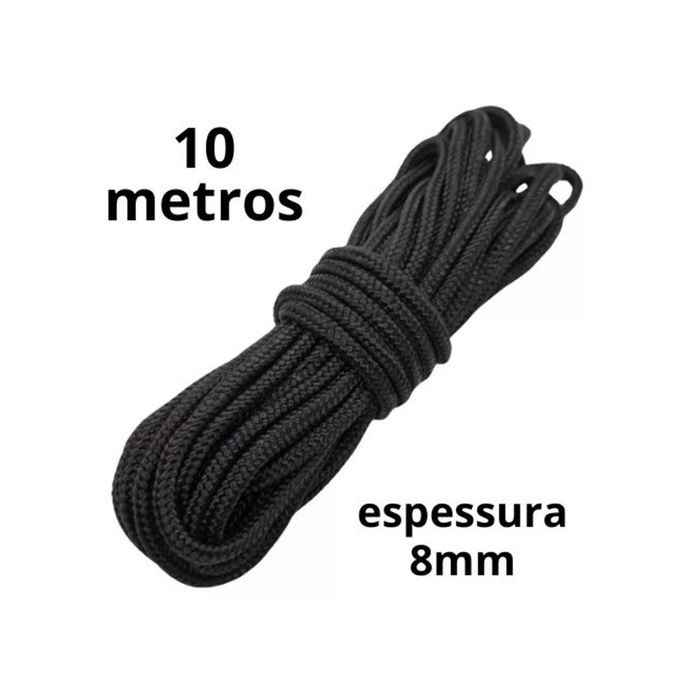 Corda Sado 10 metros (Grossa 8mm) - Bondage Rope - Preto