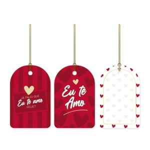 12 Tag Decorativa Para Embalagens de Presentes DE/PARA EU TE AMO
